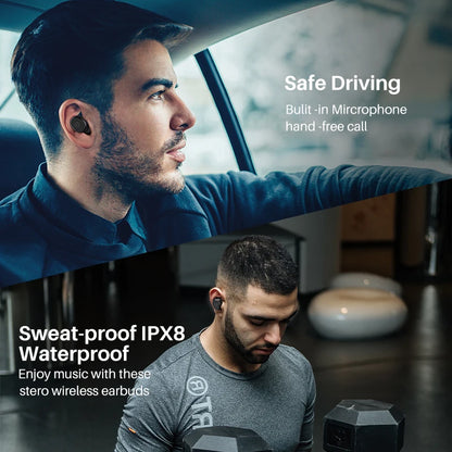 TOZO T10 Bluetooth 5.3 Earphones, Wireless Headphones, AI Enhanced Calling With Deep Bass, IPX8 Waterproof Earbuds, 45H Play