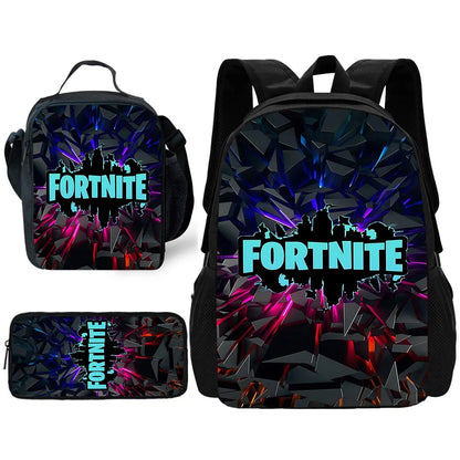 Child School Backpack with Lunch Bags, Pencil Bags, Hot Game Design-F-FortniteS School Bags for Boys Girls Best Gift