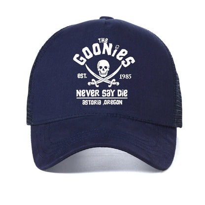 The Goonies Est 1985 Never Say Die Men's baseball cap summer mesh Snapback hat fashion outdoor Causal Breathable sun hats