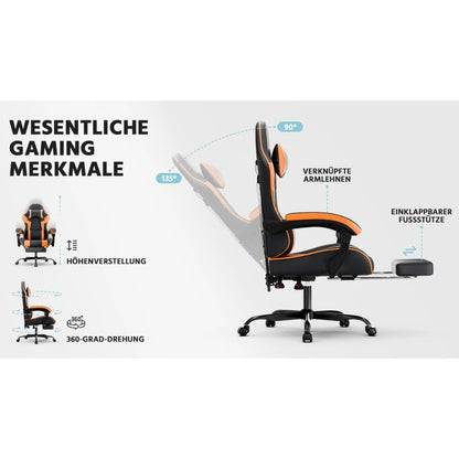 Gaming Chair Ergonomic Gaming Chair with Lumbar Support, Breathable Pu Leather Office Chair,Comfortable Computer Chair