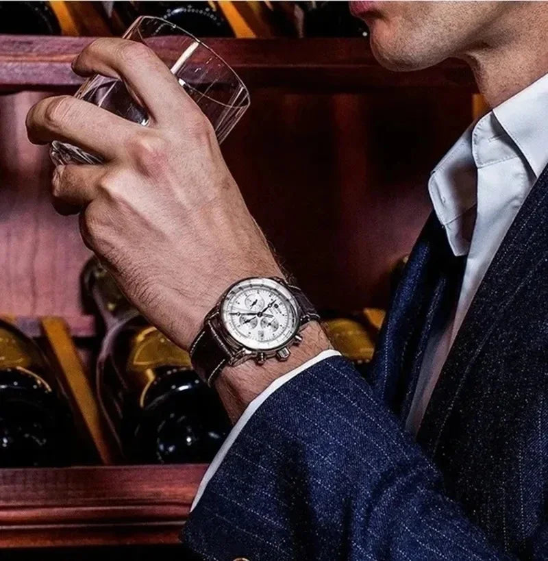 Zeppelin Airship Automatic Date Mens Leather Band Fashion Luxury  Business Casual Men Watches Gift Men's Waterproof Watch
