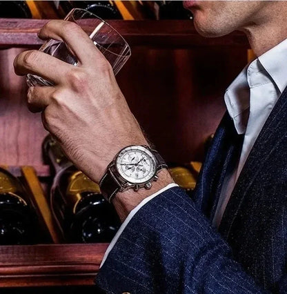 Zeppelin Airship Automatic Date Mens Leather Band Fashion Luxury  Business Casual Men Watches Gift Men's Waterproof Watch