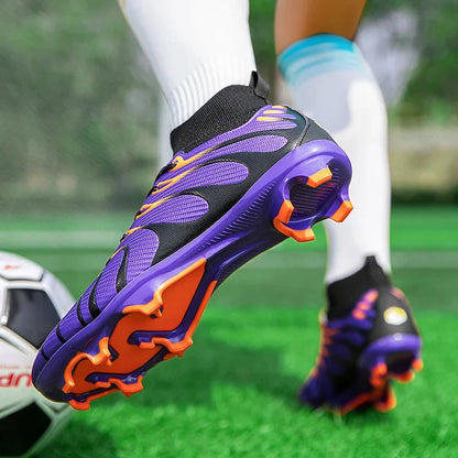 Men Soccer Shoes Sport FG/TF Outdoor Football Boots Training Boys Match Non Slip Long Spikes Cleats Indoor Futsal Comfortable