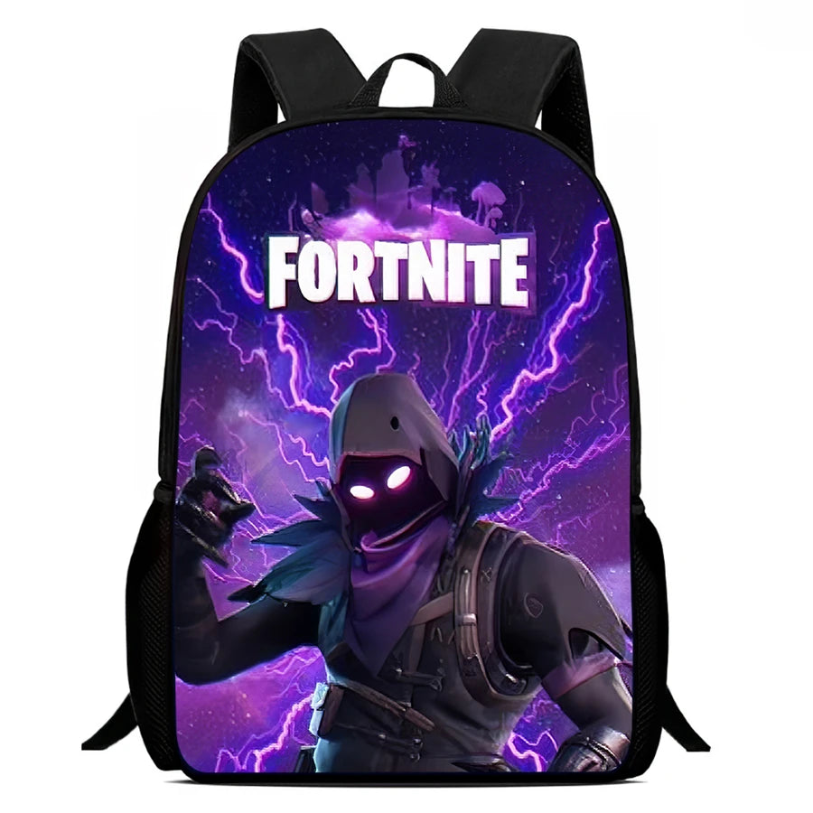 Fortnite Cartoon 15-Zoll leichter Rucksack mit verstellbaren Schultergurten – tägliche Schultasche für Kinder, Jungen und Mädchen, Alter 5-9