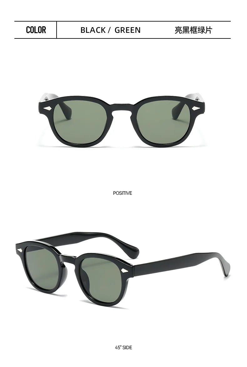 JNPCXI Vintage Round Sunglasses Women Men Retro Rivet Blue Gradient Female Sun Glasses UV400