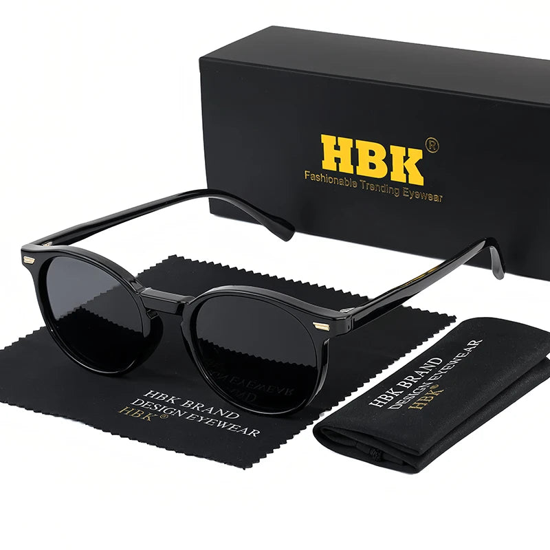 HBK Fashion polarizované sluneční brýle pro muže, kulatý rám TR90, módní sluneční brýle pro ženy, na řízení, sportovní, UV400, Lunette De Soleil Homme