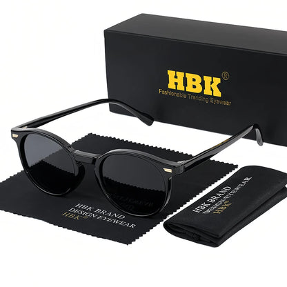 HBK Fashion polarizované sluneční brýle pro muže, kulatý rám TR90, módní sluneční brýle pro ženy, na řízení, sportovní, UV400, Lunette De Soleil Homme