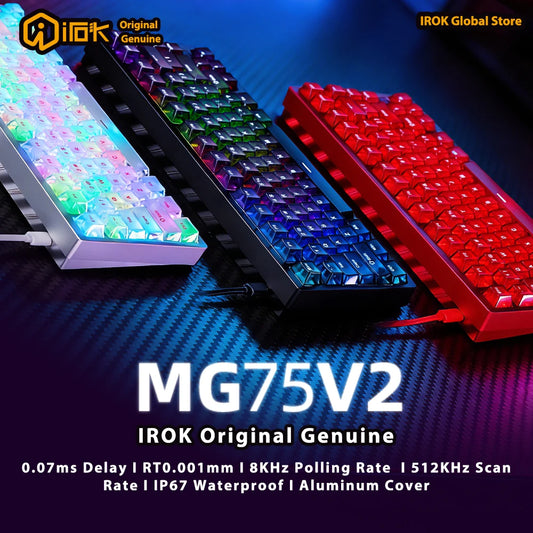 IROK MG75 V2 MG75V2 Aluminum Magnetic Gaming Mechanical Keyboard Rapid Trigger 0.07ms 8KHz 0.001mm 512K Scan rate Gamer Keyboard