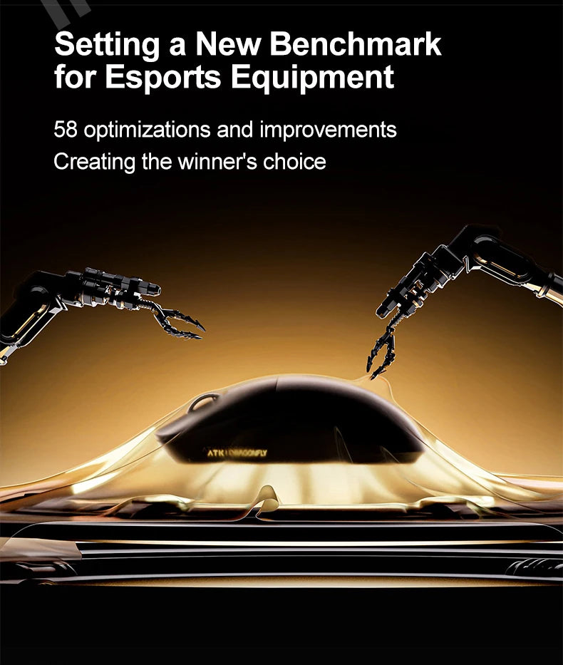 Mouse de gaming wireless ATK Dragonfly A9 Ultimate A9 Air PAW3950, ultra-ușor, ergonomic, pentru e-sports gamer FPS CSGO A9 Ultra