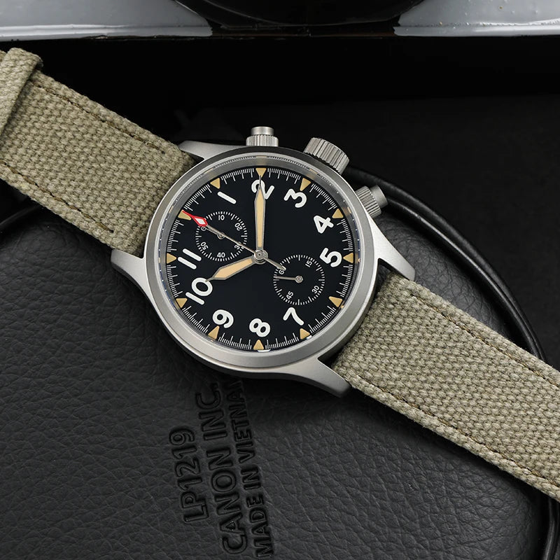 Militado ML1868KF Retro VK67 Quartz Chronograph Watch Stainless Steel Case 3 Dial Waterproof 100M  Multifunction Military Watch