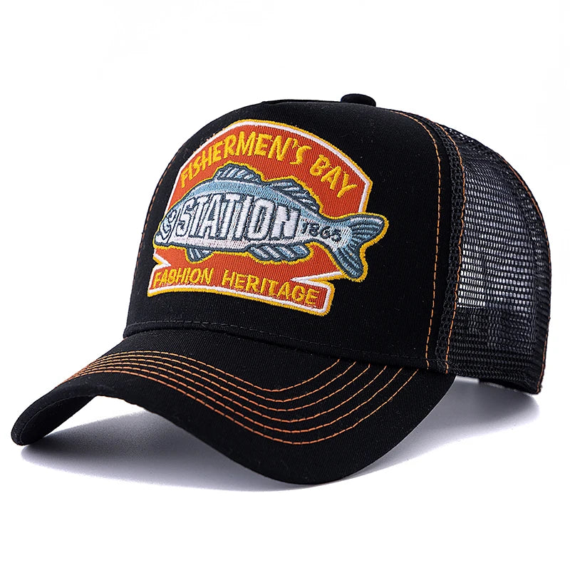 Gorra de béisbol unisex de verano para pesca, gorra trucker de malla transpirable para hombre y mujer, gorra estilo pescador Big Fish, gorra de moda para exteriores