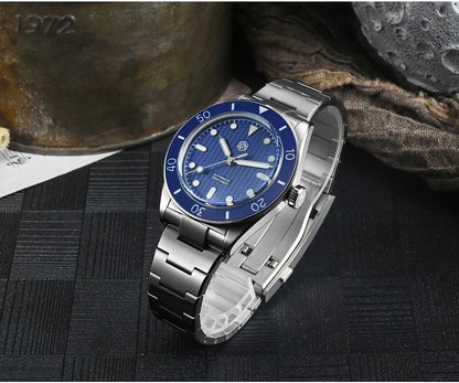 San Martin Official 39mm Guilloche MOP Dial Miyota 90S5 Sport Watch Automatic Mechanical Sapphire Bezel 20 ATM Luminous SN0151