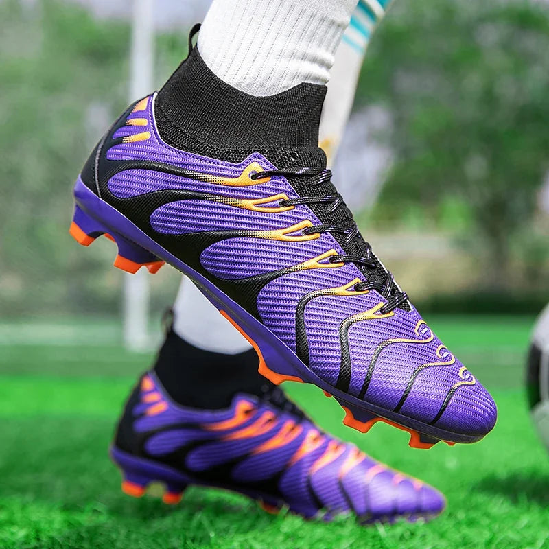 Men Soccer Shoes Sport FG/TF Outdoor Football Boots Training Boys Match Non Slip Long Spikes Cleats Indoor Futsal Comfortable
