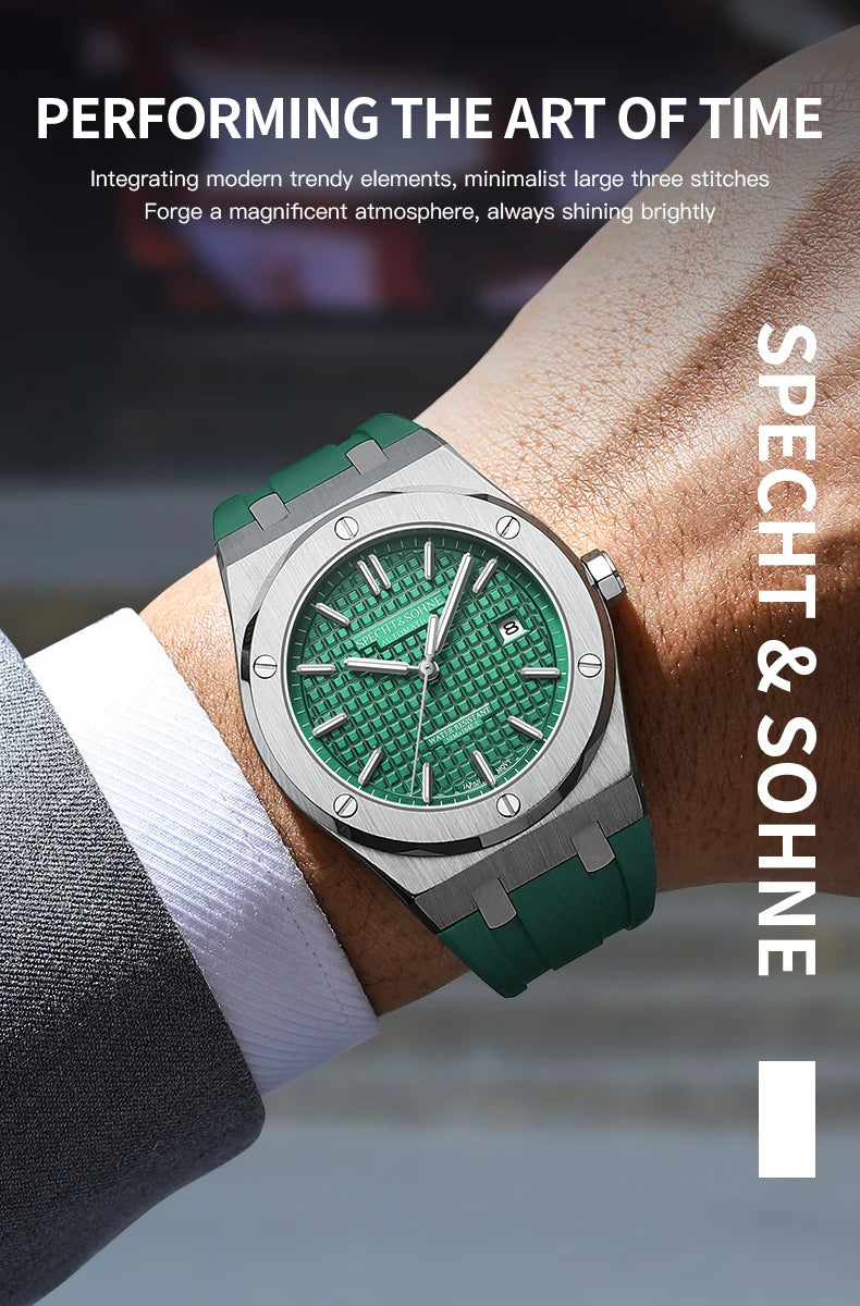 Specht&Sohne New 40MM Mechanical Watch For Men Grey Color Sports Wristwatch Japan Miyota 8215 Automatic Watch 50M Waterproof