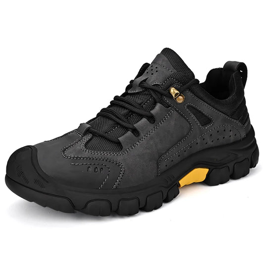 HIKEUP Comfortable Men Trekking Sneakers Male Shoes Waterproof Rubber Sole High Quality Hiking Shoes Wear-resistant Non-Slip