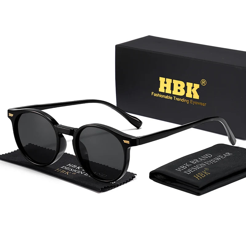HBK Fashion polarizované sluneční brýle pro muže, kulatý rám TR90, módní sluneční brýle pro ženy, na řízení, sportovní, UV400, Lunette De Soleil Homme