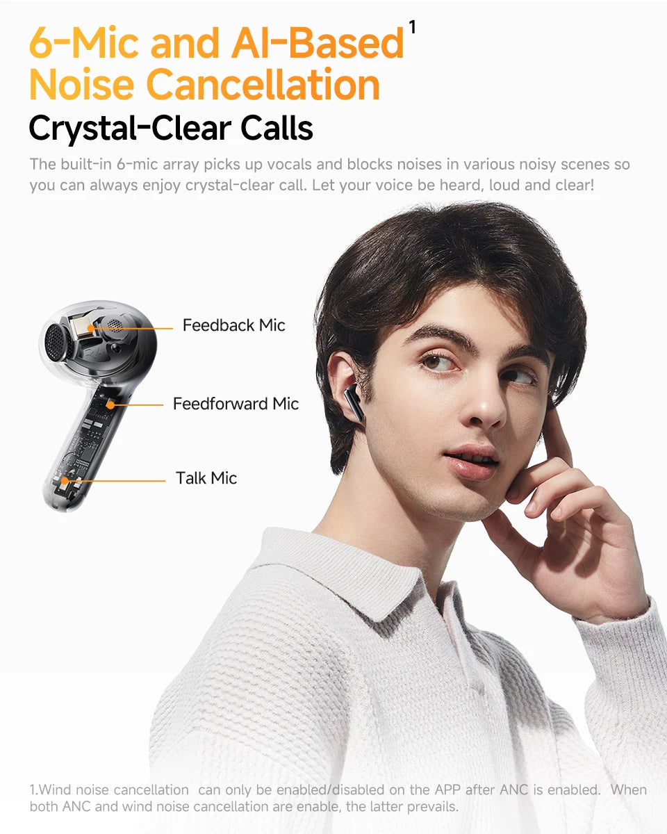 QCY HT10 AilyBuds Pro+ ANC Wireless Earbuds – Hi-Res LDAC Bluetooth 5.3 Earbuds, 6 Mic AI HD Call, Adaptive Noise Cancelling TWS Earphones with Multipoint Connection