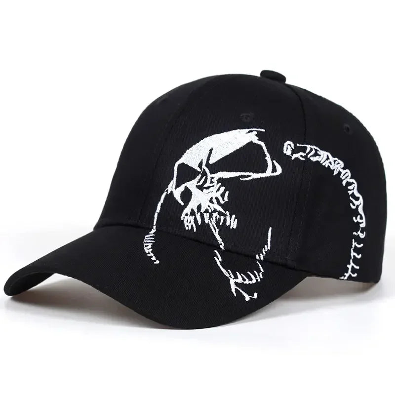 Casquette de baseball unisexe à motif brodé et design squelette, ajustable, pour le plein air, printemps et automne, chapeau décontracté de protection solaire