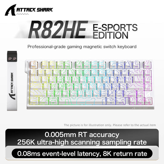 Attack Shark R82HE Wired RGB Magnetic Switch Keyboard, 256K Scan Sampling Rate, 0.005RT Accuracy 8K Return Rate