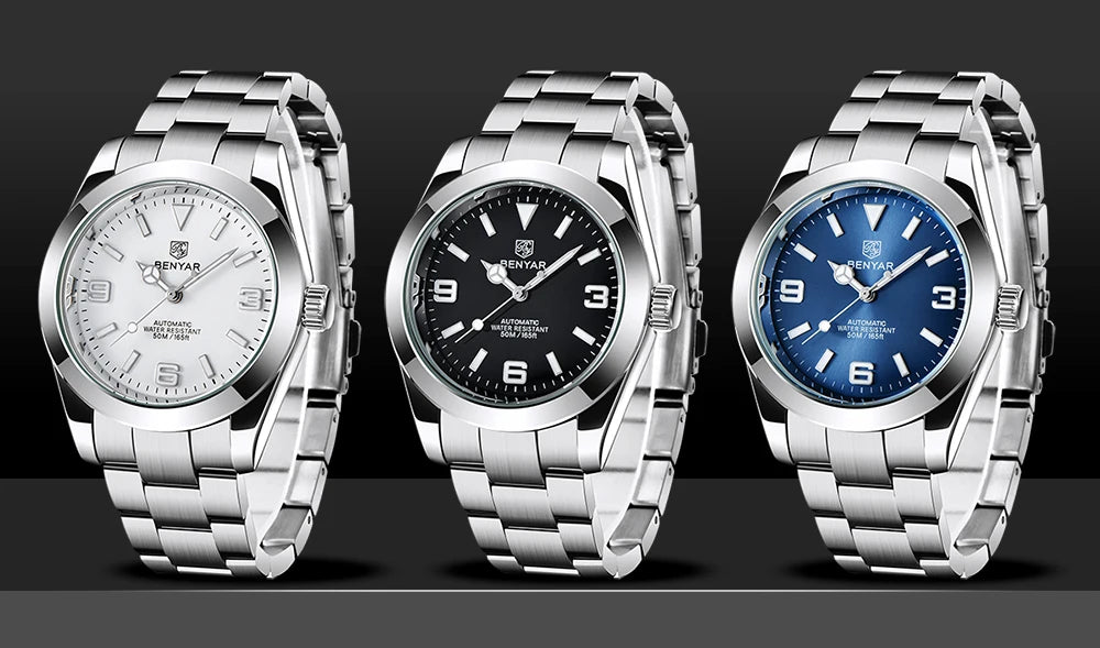 BENYAR 2025 Neue automatische mechanische Herrenuhr, Business-Sport-Luxus-Herrenuhr, 50M wasserdichte Uhr, Relogios Masculino