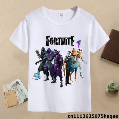 Summer Fortnites Children T-shirt Cartoon Game Figure Printed T-shirt Boys Casual Sports T-shirt Short Sleeves Kids Clothing