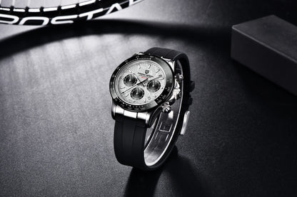 PAGANI DESIGN New Gold Blue Luxury Quartz Watch For Men Gift Box VK63 Movt Chronograph Sapphire Crystal Stainless Steel Watch
