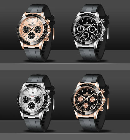 PAGANI DESIGN New Gold Blue Luxury Quartz Watch For Men Gift Box VK63 Movt Chronograph Sapphire Crystal Stainless Steel Watch