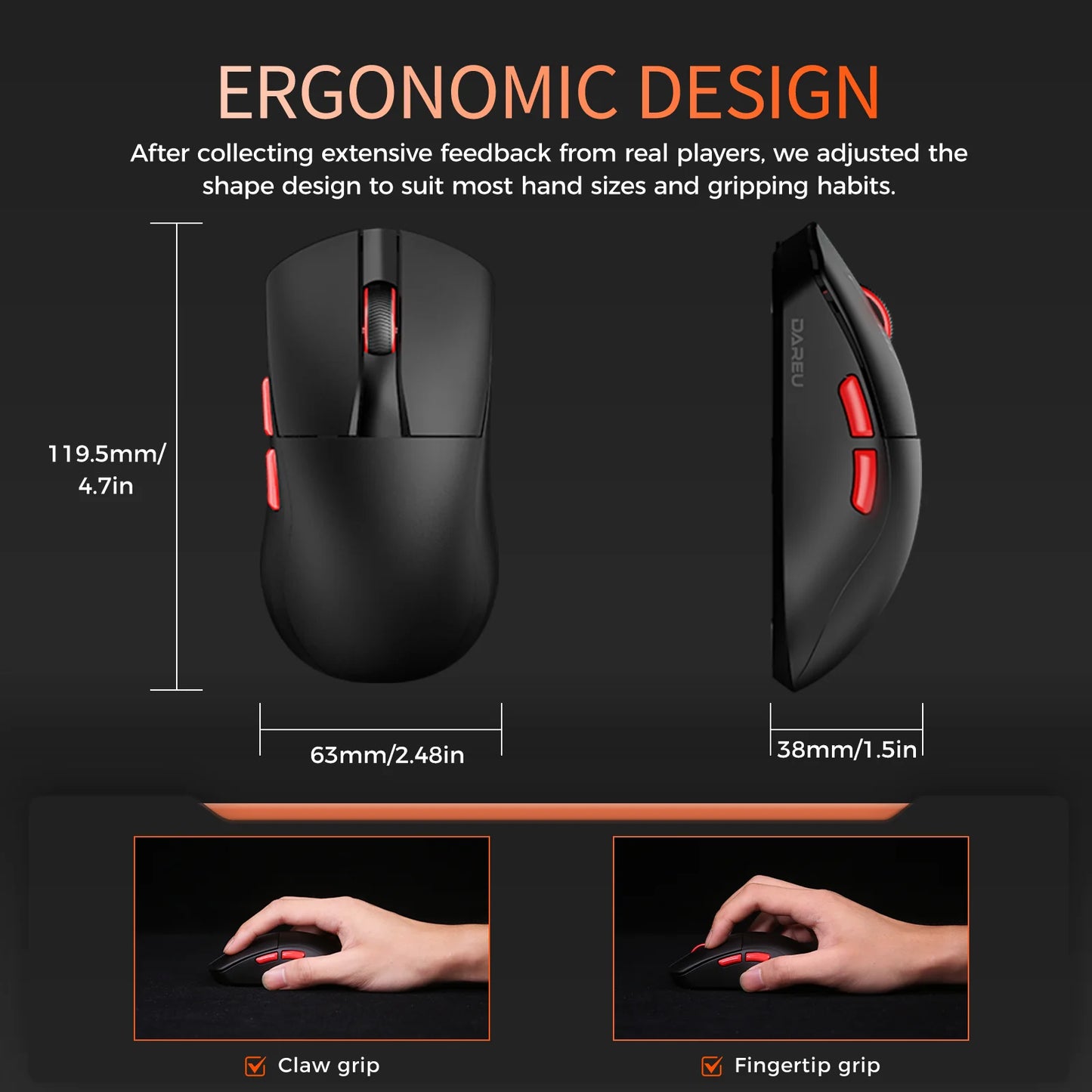 DAREU Dual-Mode Gaming Mouse 8KHz Wireless & Wired, 30,000 DPI Lightweight Gaming Mouse with AIM-750 Sensor, RGB Macro Gaming Mouse