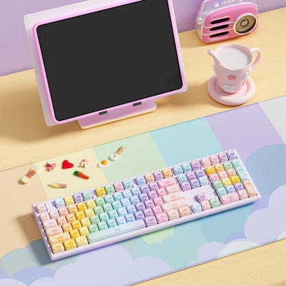 Akko MonsGeek MG108B Bun Wonderland Wireless Mechanical Keyboard MOG Profile RGB 108 Keys Full Size Hot Swap USB / 2.4G / BT 5.0