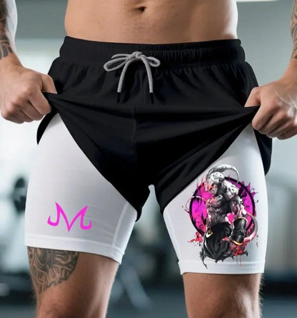 2026 Summer Dragon Ball Z Magic Man Buu (pure Form) 3D Printed Double Fake Two Sports Loose Breathable Quick Dry Shorts