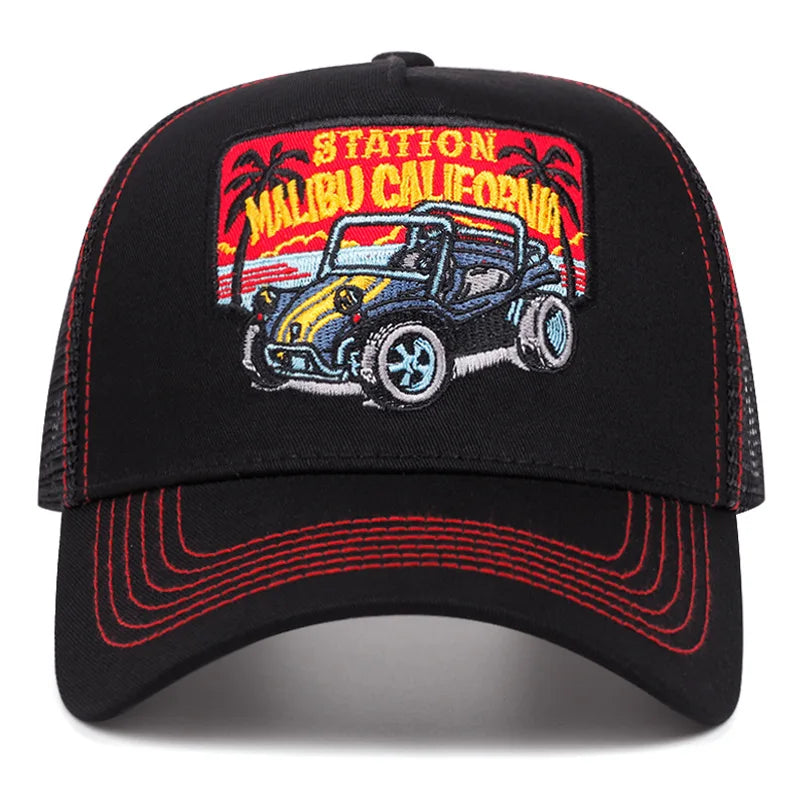 Modna czapka baseballowa z haftem orła dla mężczyzn i kobiet – letnia, oddychająca, z siateczką, z zatrzaskiem typu snapback, w stylu trucker