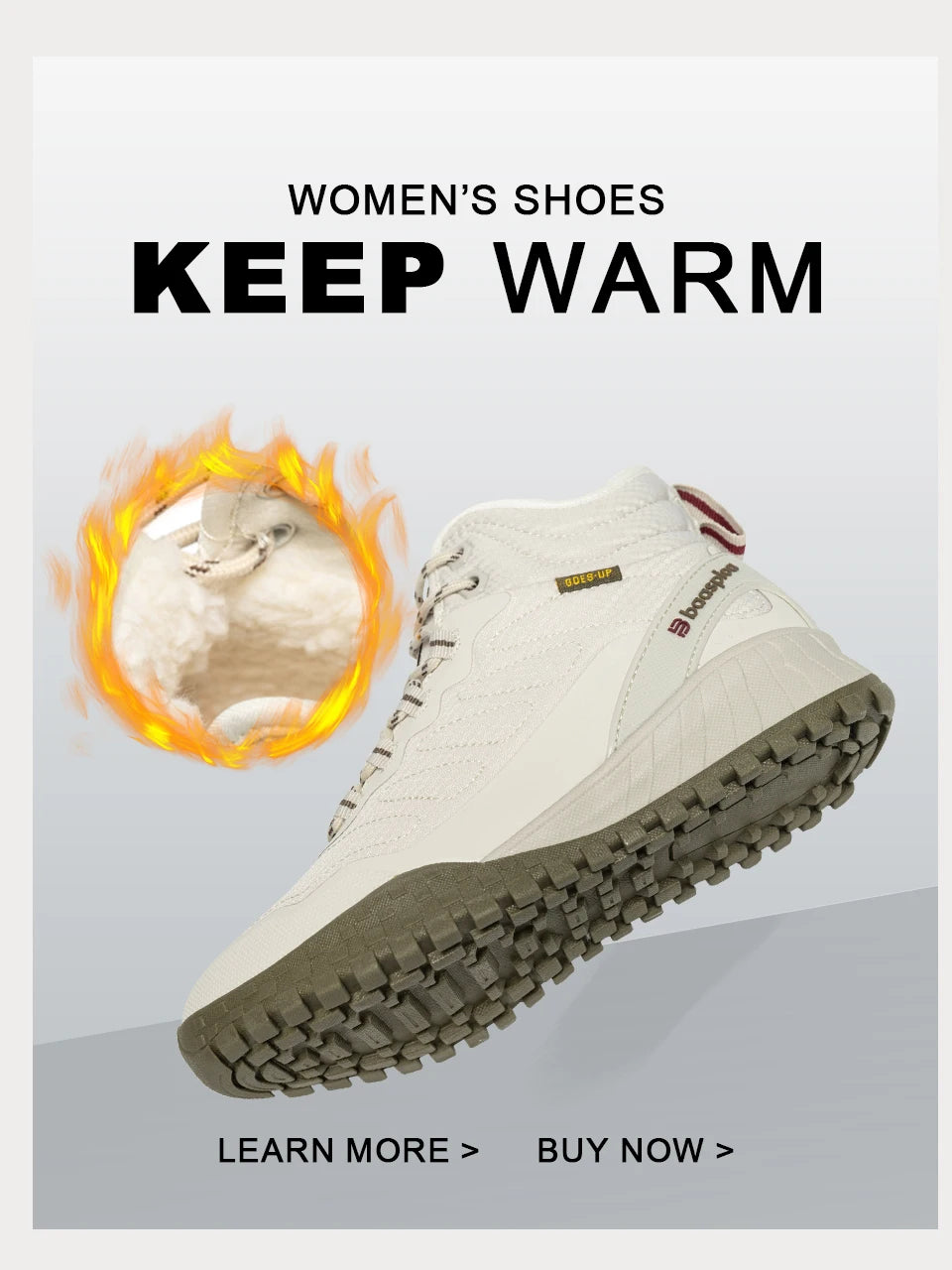 Baasploa Winter Women Sneakers Plush Warm Snow Boots Non-Slip Waterproof Shoes Women Outdoor Boots Walking Shoes