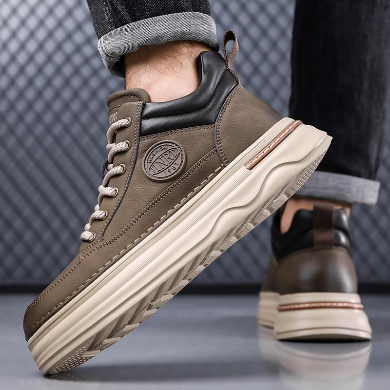 High Quality Mens Casual Leather Thick Bottom Oxford Shoes Fashion Outdoor Flat Top Quality Oxford Shoes Handmade Walking Shoes