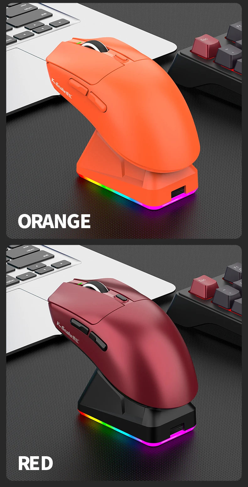 K-Snake X11 Bluetooth Wireless Gaming Mouse, Tri-Mode RGB Rechargeable Mouse with PAW3311 Sensor, 12000 DPI Magnetic Charging Gaming Mouse for PC, Laptop & Office