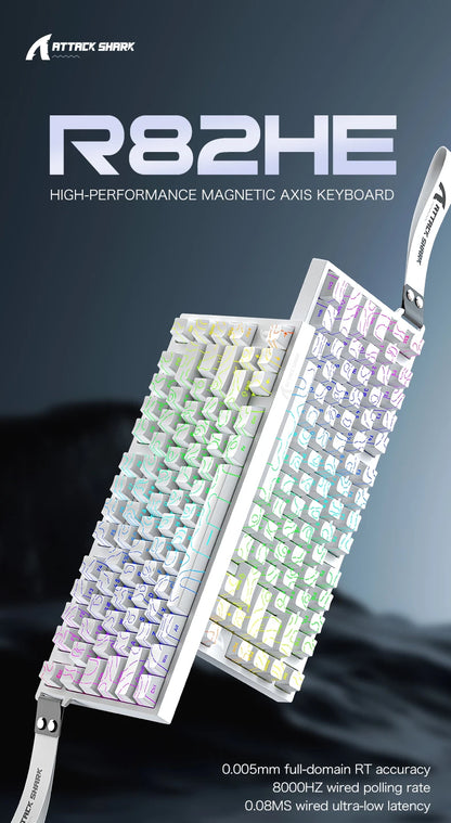 ATTACK SHARK R82 HE Wired 75% Magnetic Keyboard RGB 8000Hz Rapid Trigger 0.005mm Actuation Gaming Keyboard