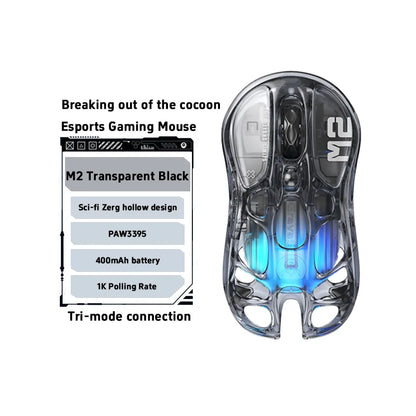 New GravaStar M1 M2 Wireless Magnesium Alloy Gaming Mouse PAW3395 4K 26000DPI Bluetooth 2.4G Wired Hollow Design Gamer Mouse