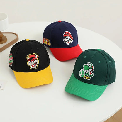 Yoshi Bowser Luigi Super Mushroomi Duckbill Cap Baseball Cap Cartoon Patterned Mesh Cap Summer-appropriate hats for kids Trendy