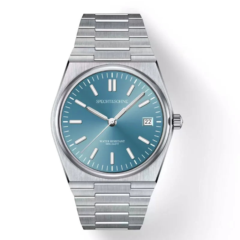 2025 SPECHT&SOHNE New Rubber Strap Fashion Quartz Watches For Men Stainless Steel Watch Ice Blue Luminous Sapphire Crystal 5BAR