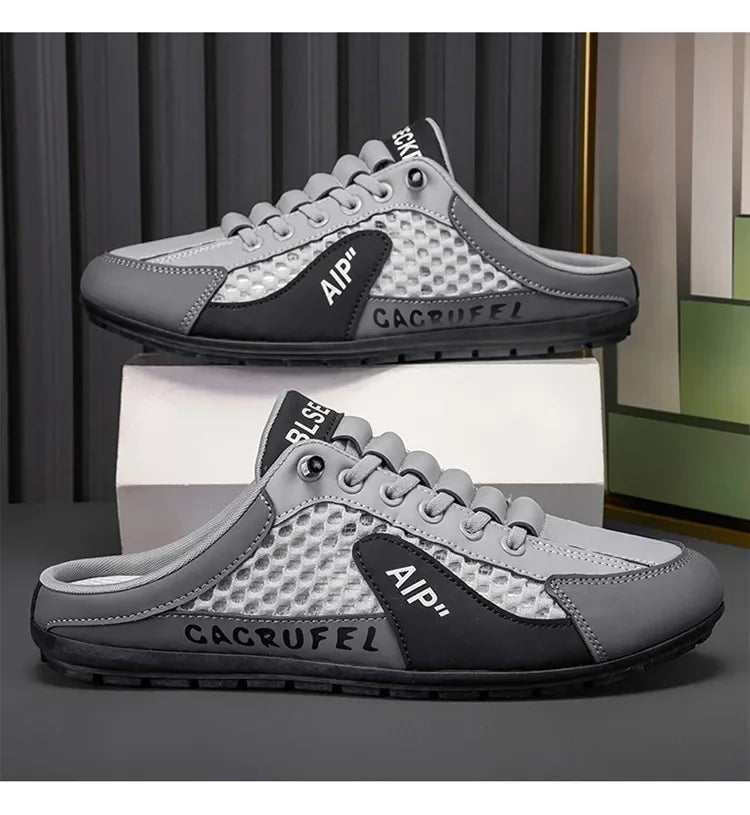 Sapatilhas desportivas casuais slip-on com atacadores para homem, em malha respirável, unissexo, para primavera e outono, corte baixo, sola plana e calçar rápido e fácil