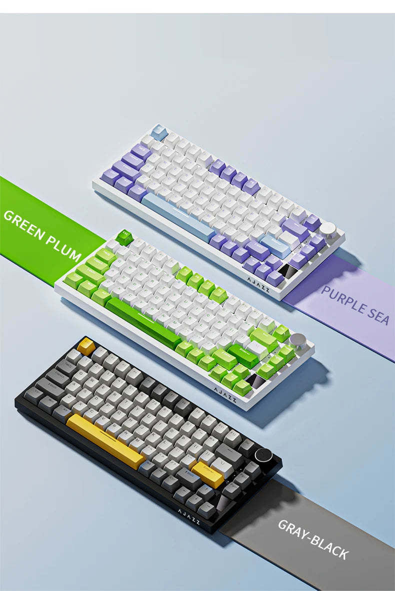 AJAZZ AK820 Tastiera meccanica con layout compatto 70%/illuminazione RGB/switch hot-swappable, con connessione cablata, wireless e Bluetooth