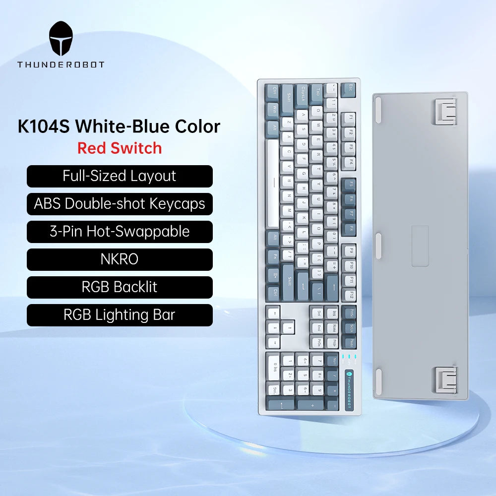 Thunderobot K104S Mechanical Keyboard Full-Size 104 Keys Wired Office Gaming Keyboard ABS Shine-through Keycaps For PC Laptop