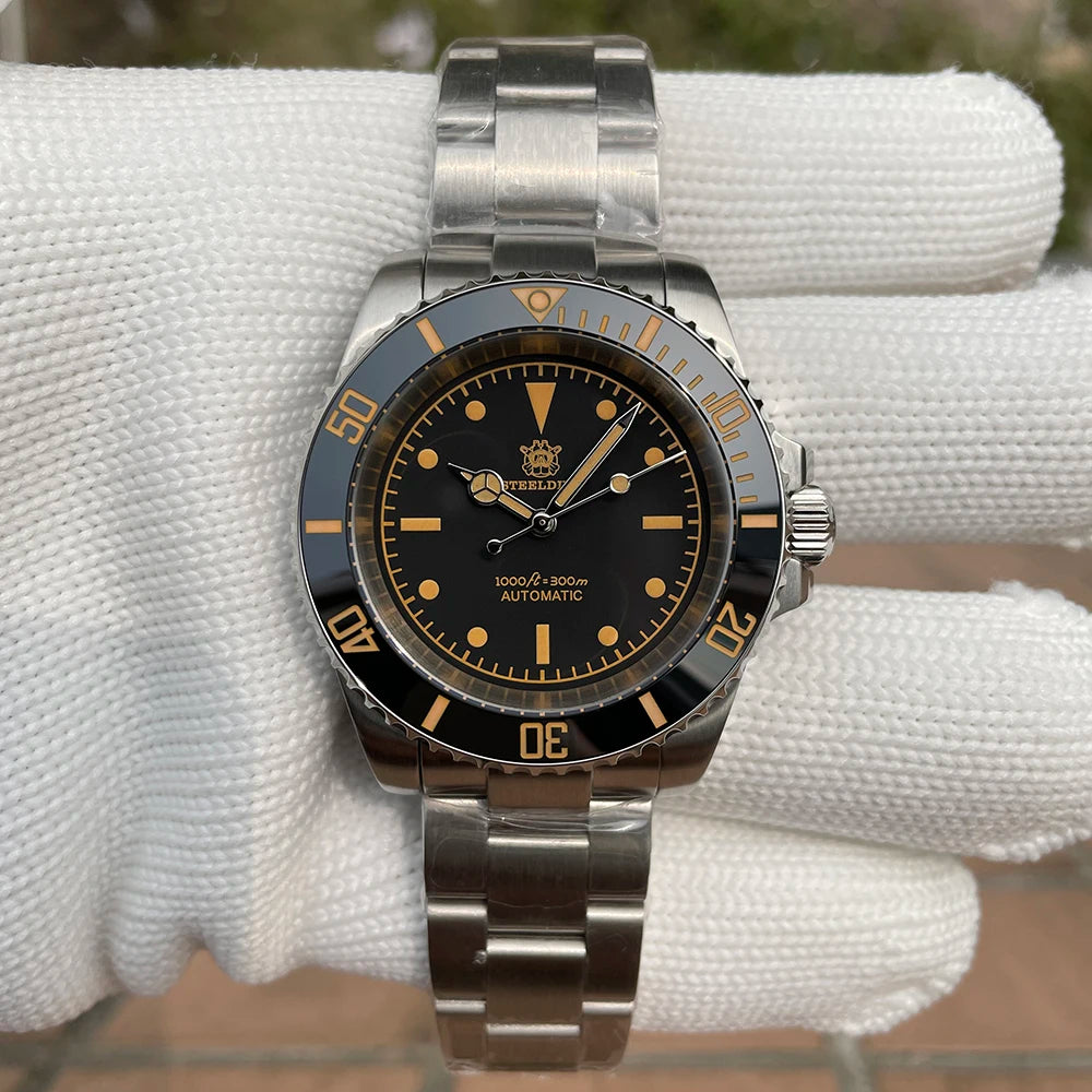 STEELDIVE SD1954V Ceramic Bezel 41MM Stainless Steel Case 300M Waterproof Vintage Luminous NH35 Automatic Mens Dive Watch