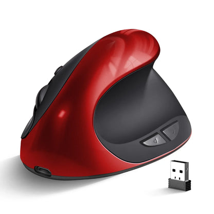 BTS-908 Mouse verticale ricaricabile di tendenza, mouse wireless ergonomico con ricevitore USB 2.4G, DPI regolabile fino a 1600 e 6 pulsanti