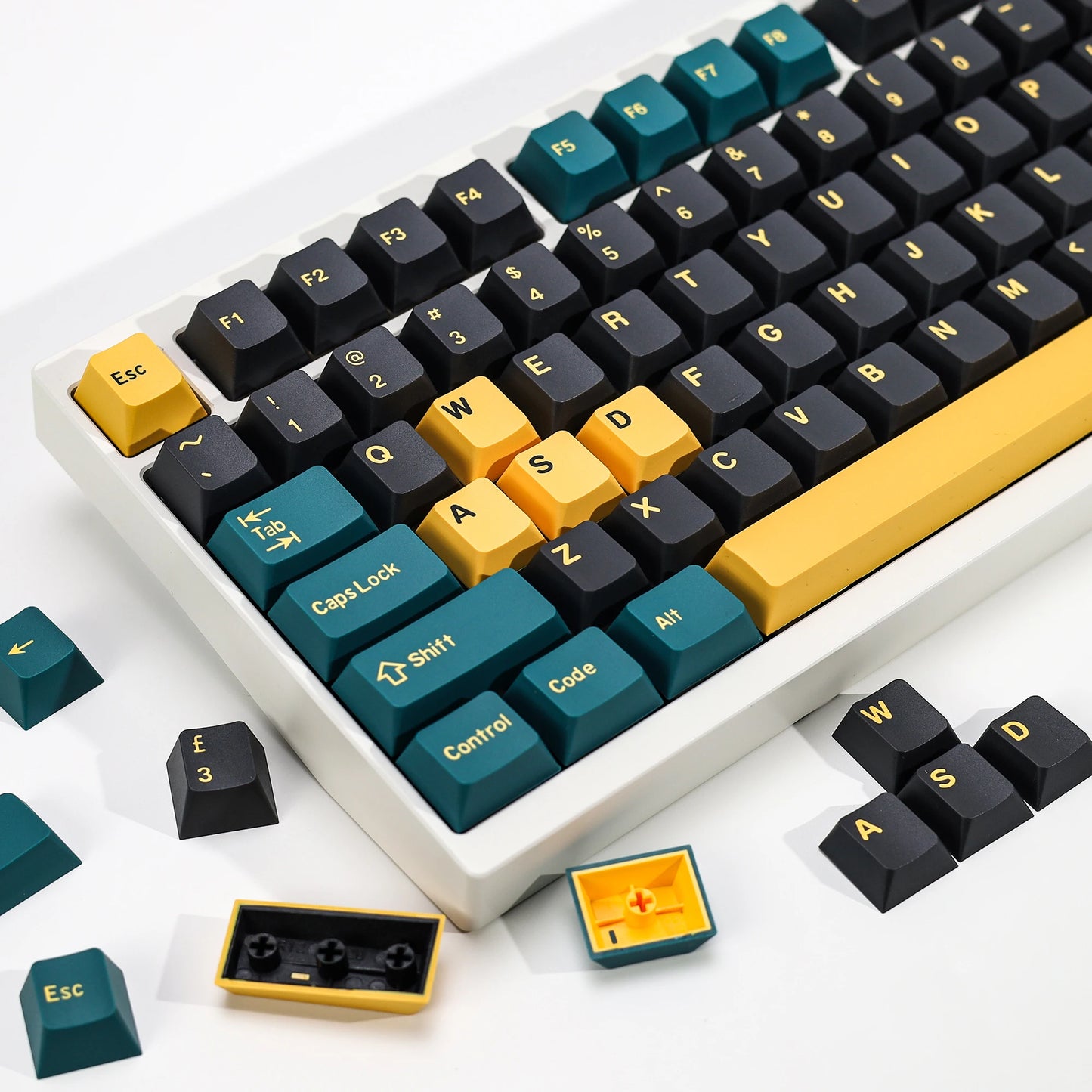 KBDiy GMK MarrsGreen Tastenkappen Retro PBT ISO Double-Shot Cherry-Profil Tastenkappen für MX-Switches Mechanische Gaming-Tastatur-Tastenkappen