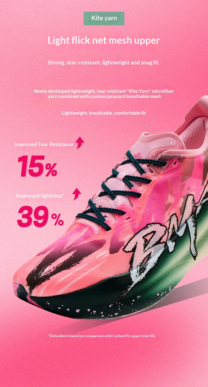 Chaussures de course à pied BMAI 42 km Marathon pour homme et femme – Baskets de luxe à semelle en carbone pour femme – Baskets amortissantes – Chaussures de sport respirantes pour homme