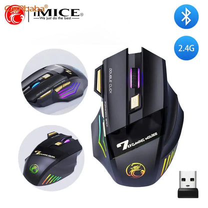 Wireless Mouse Bluetooth Wireless Mouse Rechargeable Computer Mouse Gamer Ergonomic Gaming Mouse RGB Backlit Silent Mice For PC