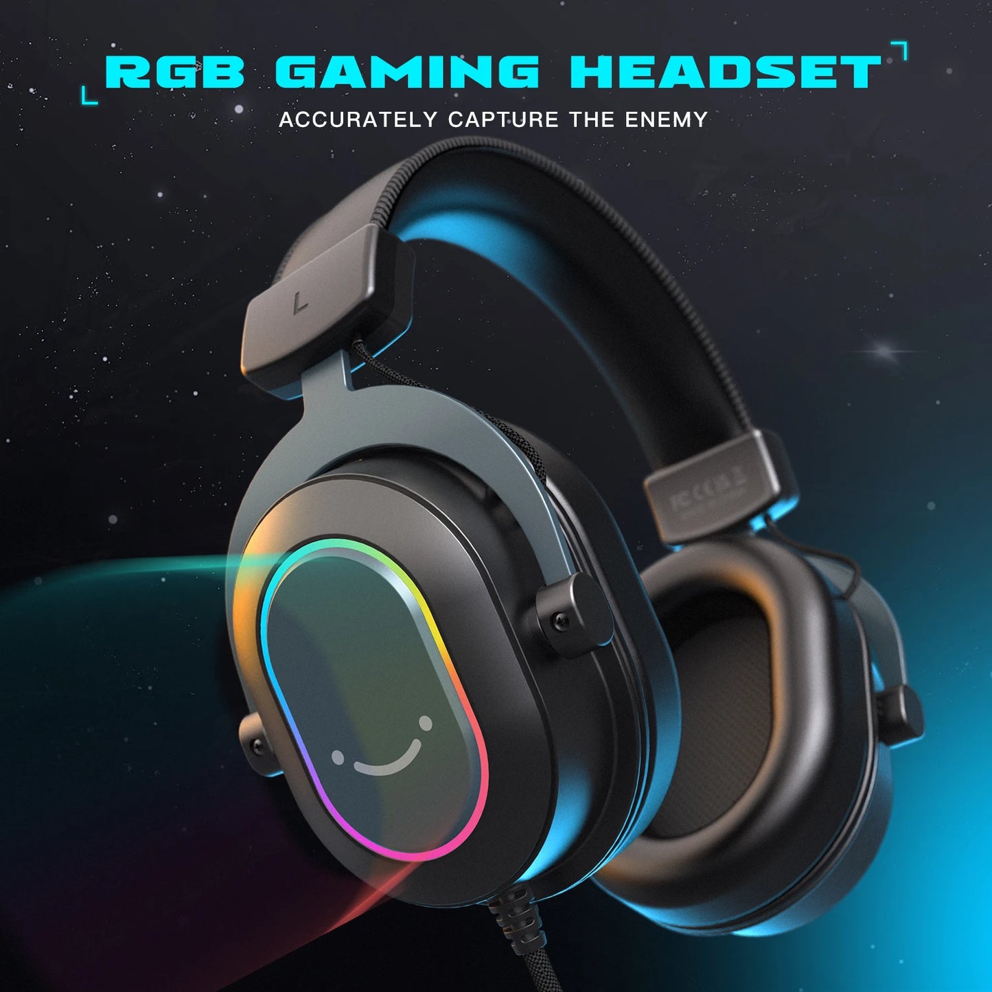 Cuffie gaming RGB FIFINE con microfono – cuffie cablate over-ear con suono surround 7.1 per PC, PS4 e PS5, con 3 modalità EQ