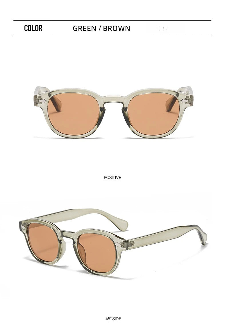 JNPCXI Vintage Round Sunglasses Women Men Retro Rivet Blue Gradient Female Sun Glasses UV400