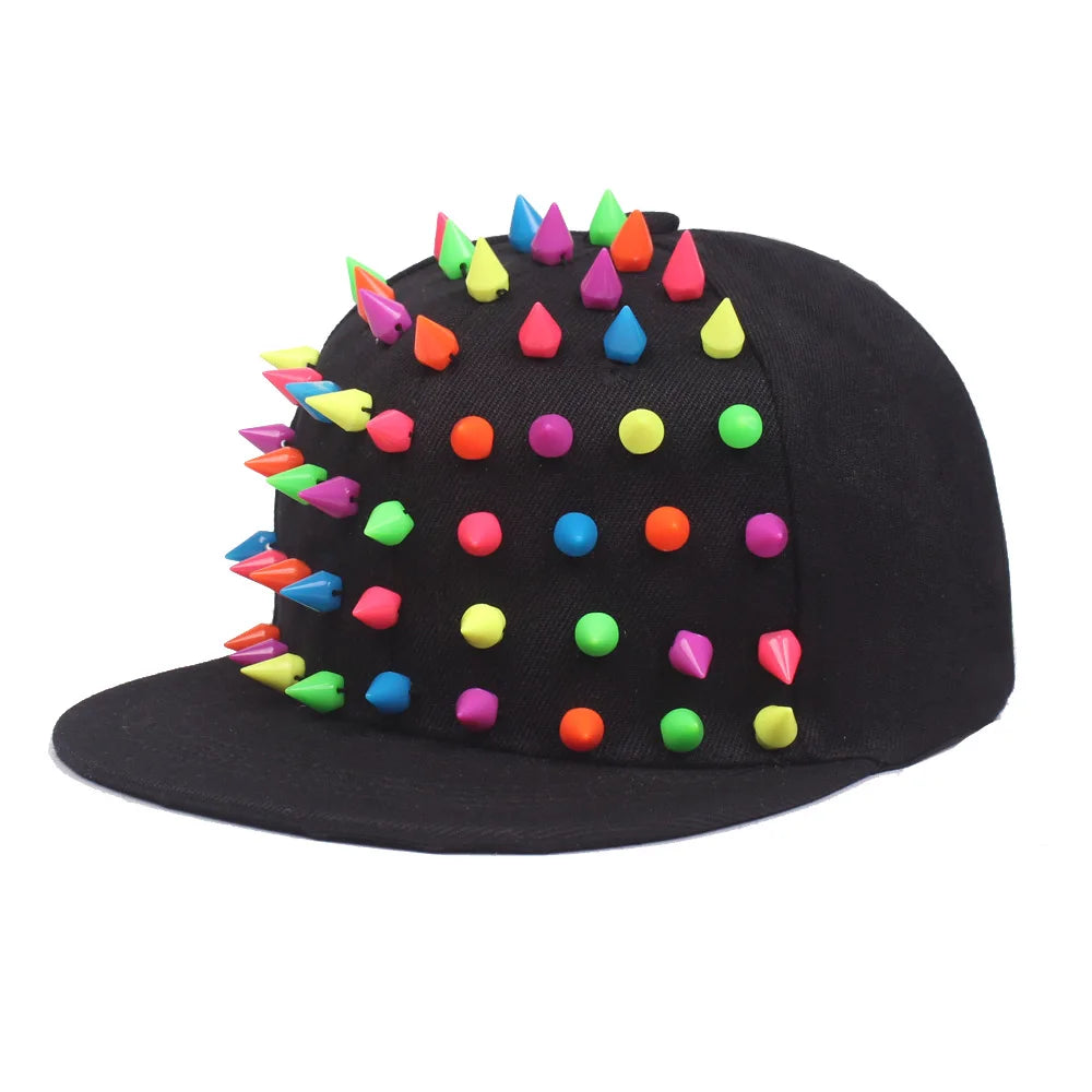 Herren-Kappen, flache Hüte, Hip-Hop-Snapbacks, ausgefallene Baseballkappen mit Nieten, Street-Dance-Kappen, trendige Mesh-Kappen mit Schirm, für Jugendliche, Jungen und Mädchen