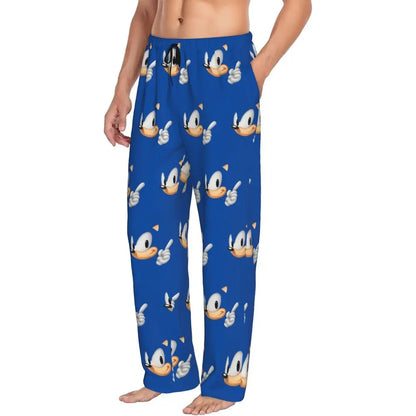 Custom Print Men's Soniced Pajama Pants Hedgehog Game Sleepwear Sleep Lounge Bottoms with Pockets